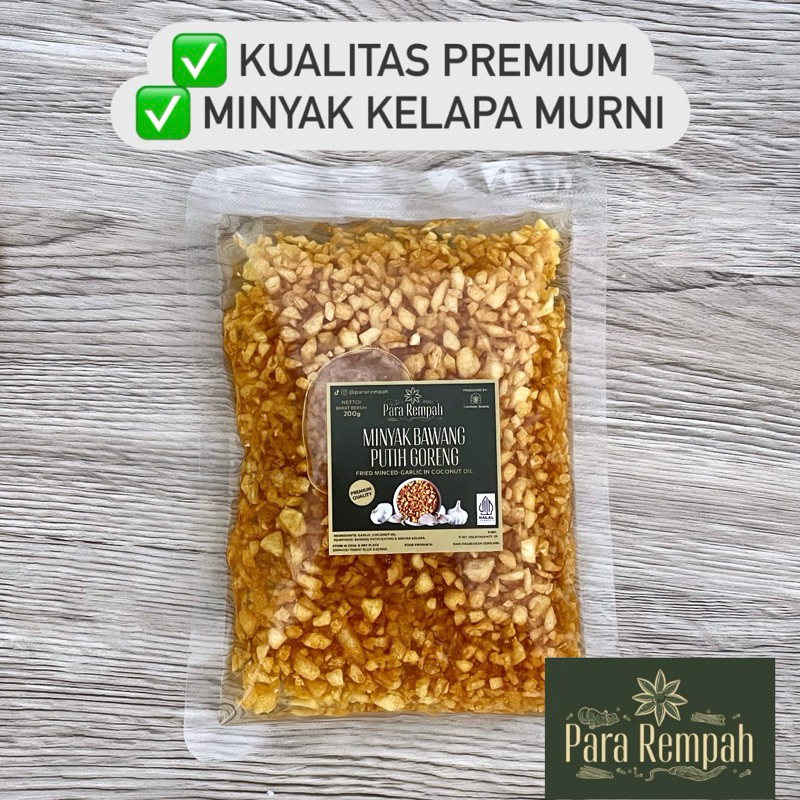 

Minyak Bawang Putih Goreng / Minyak Baceman Bawang Putih Cincang / Baceman Bawang Merah Cincang / Minced Garlic in Oil / Minced Shallot in Oil / Bacem Bawang Putih / Bawang Putih Kating - Para Rempah Bumbu Dapur Kualitas Premium Quality Pararempah