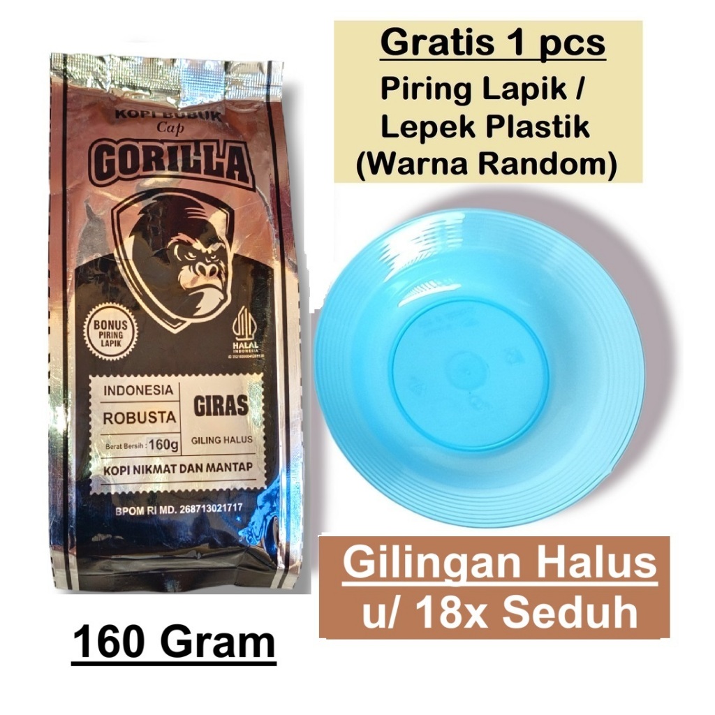 

Kopi bubuk Java Robusta 180-250 gr Cap GORILLA Giras (Giling Halus) Kopi hitam bisa untuk 20-30x seduh