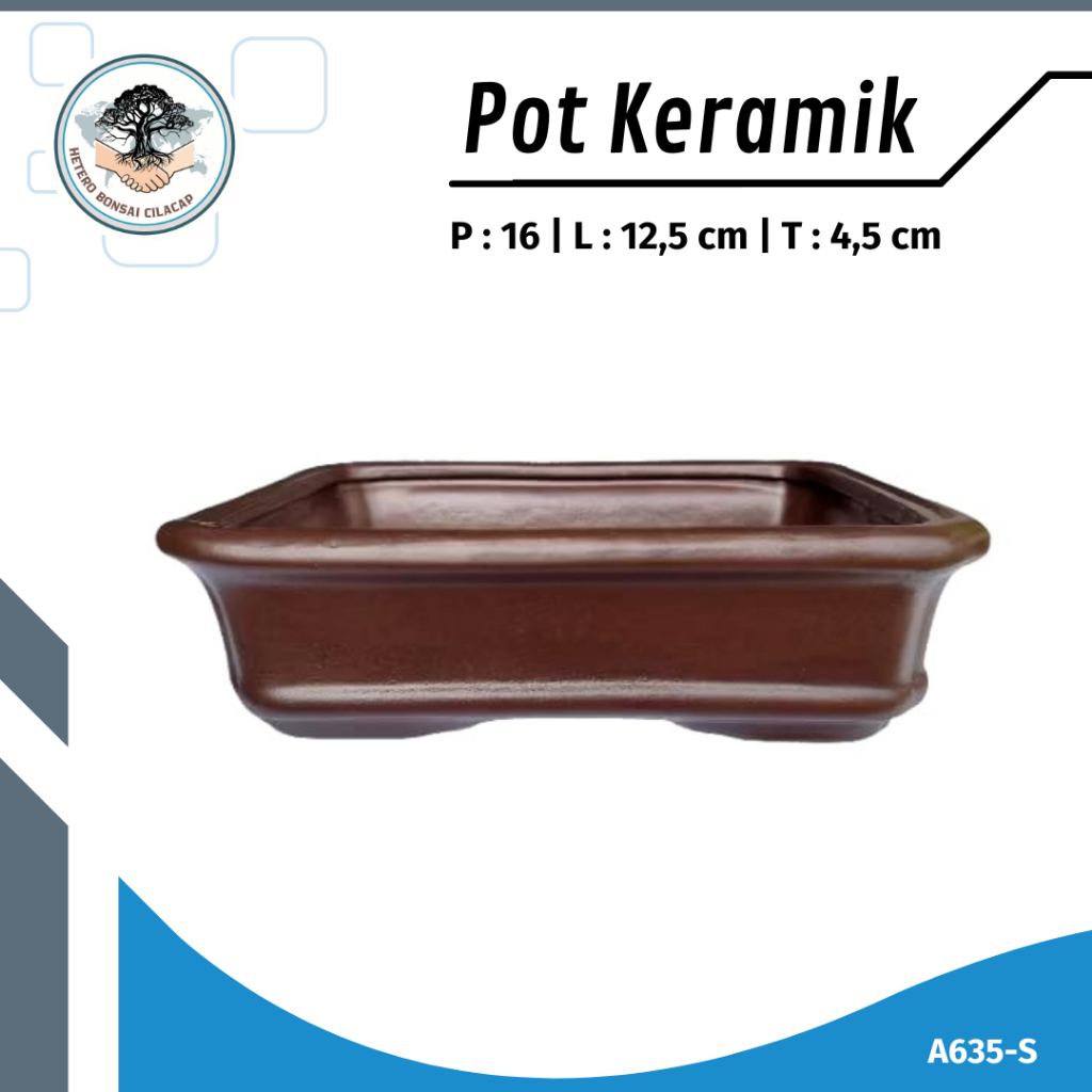 Pot Bonsai Keramik Mame Sukulen Kotak Persegi Unik