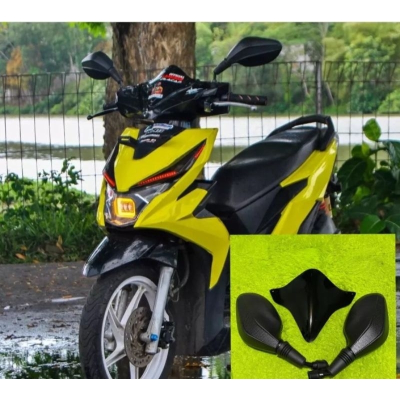 paket visor variasi beat esp plus kaca spion click hitam pnp beat esp