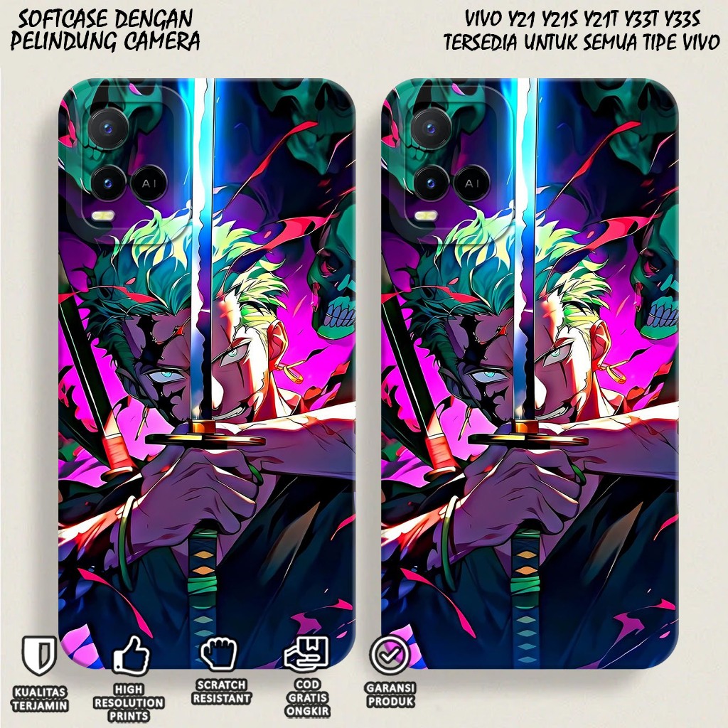 Softcase Vivo Y21 Y21S Y21A Y21T Y33S Y33T - Case Vivo Y21 Y21S Y21A Y21T Y33S Y33T Motif (ZORO) Cas