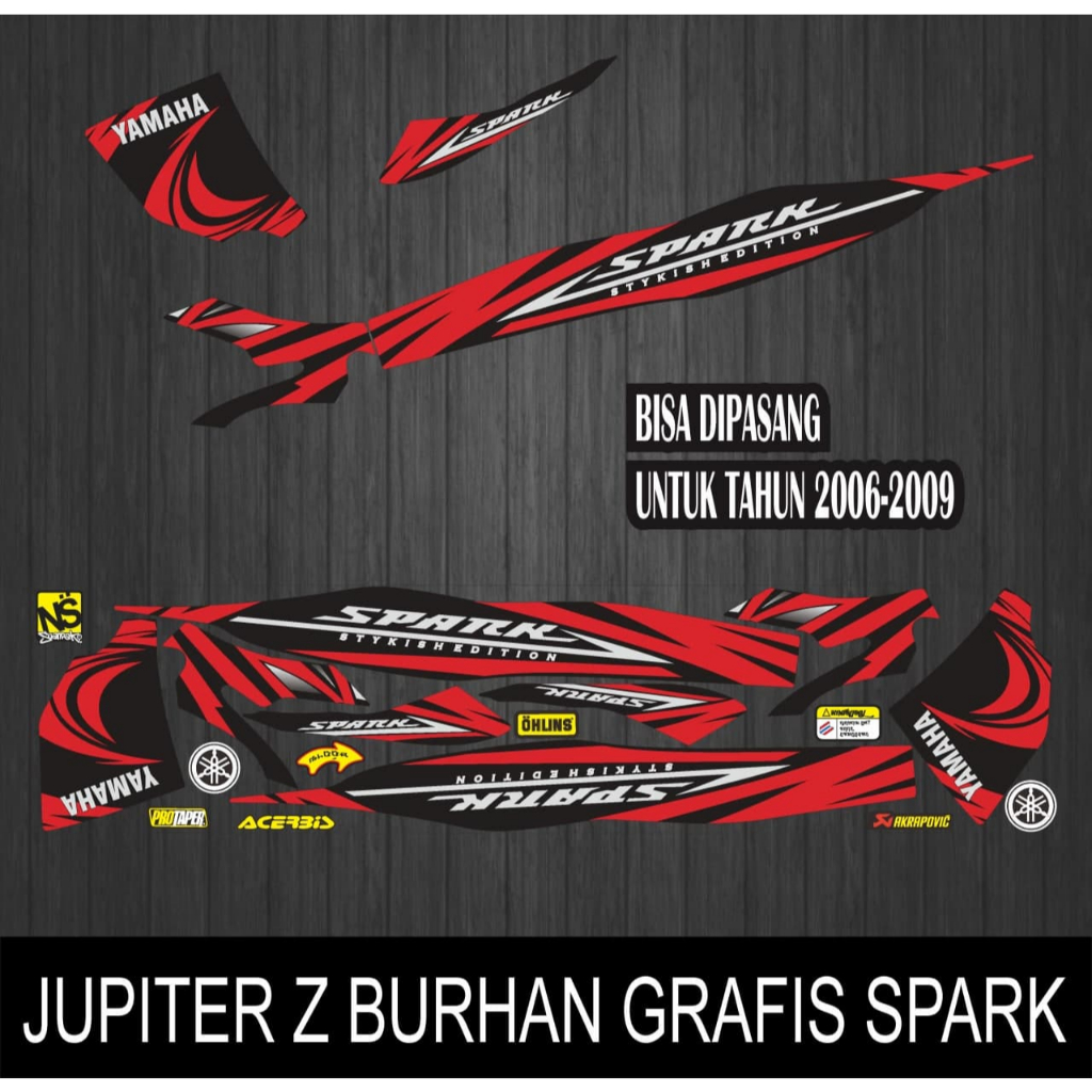 STIKER STRIPING VARIASI MOTOR YAMAHA JUPITER Z LAMA BURHAN TAHUN 2003-2009 GRAFIS MOTIF SPARKWAS