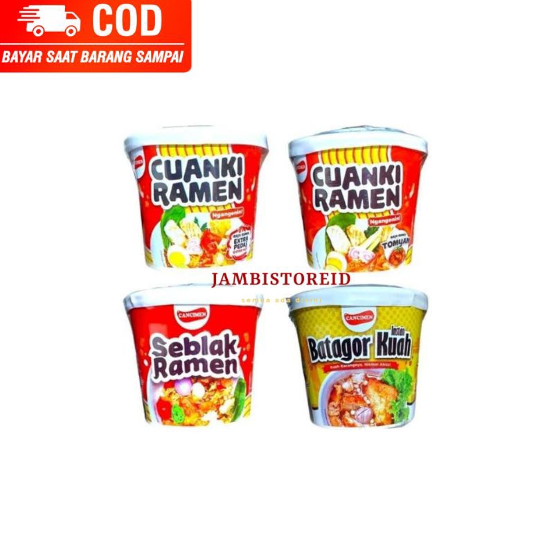 

(JAMBISTOREID) JAMBI LANGSUNG KIRIM Cancimen All Varian Cuanki Tomyam Seblak Ramen Batagor Kuah Cup Instan Makanan Bandung Jambi