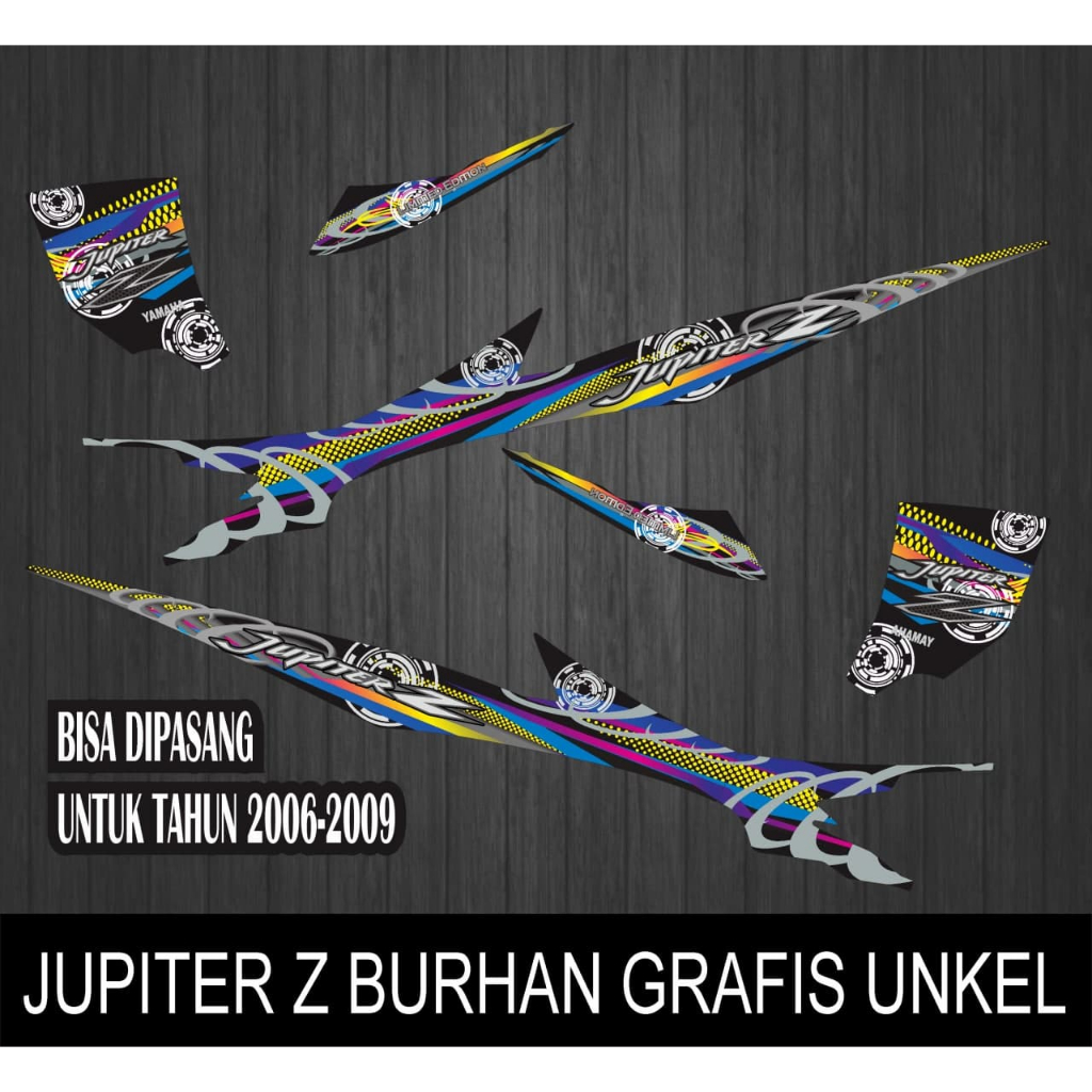 STIKER STRIPING VARIASI MOTOR YAMAHA JUPITER Z LAMA BURHAN TAHUN 2003-2009 GRAFIS MOTIF UNGKEL