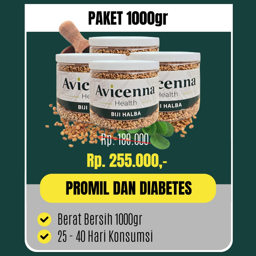

Biji Halba Avicennahealt 1000gr | Asli Fenugreek Seed Kelabat Hulbah | Methi [ORIGINAL]