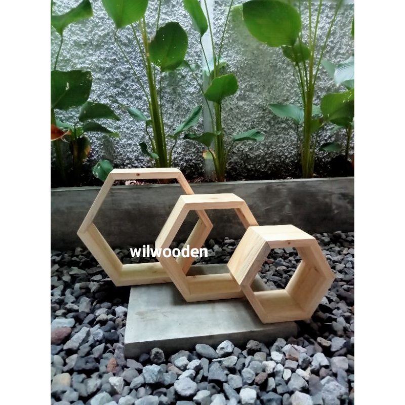 rak dinding hexagonal / rak dinding segi enam