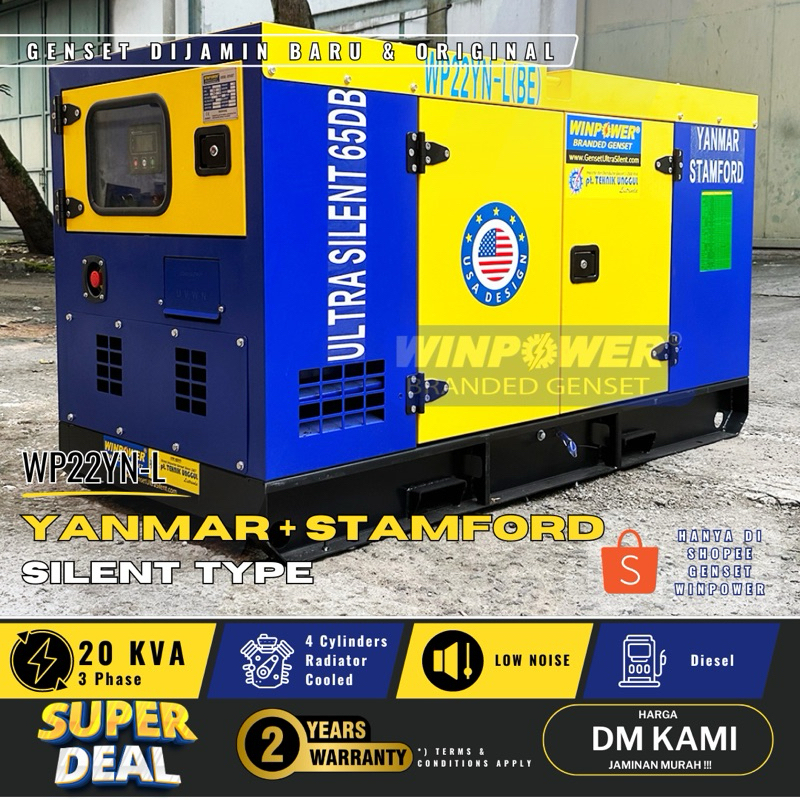 Genset Yanmar 20 KVA Silent Stamford Jenset 15 KW 3 Phase