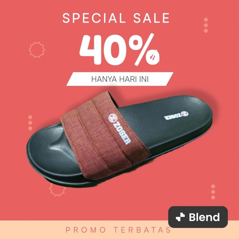 ZOSER - Sandal Selop Pria Canvas Kekinian Sendal Slop Slip Slide Distro Anak Cowok Murah Ringan Empu