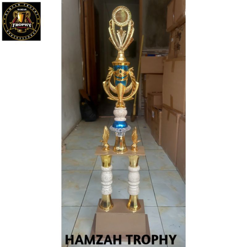 Trophy piala kaki 2 bok kayu coklat tinggi 90cm