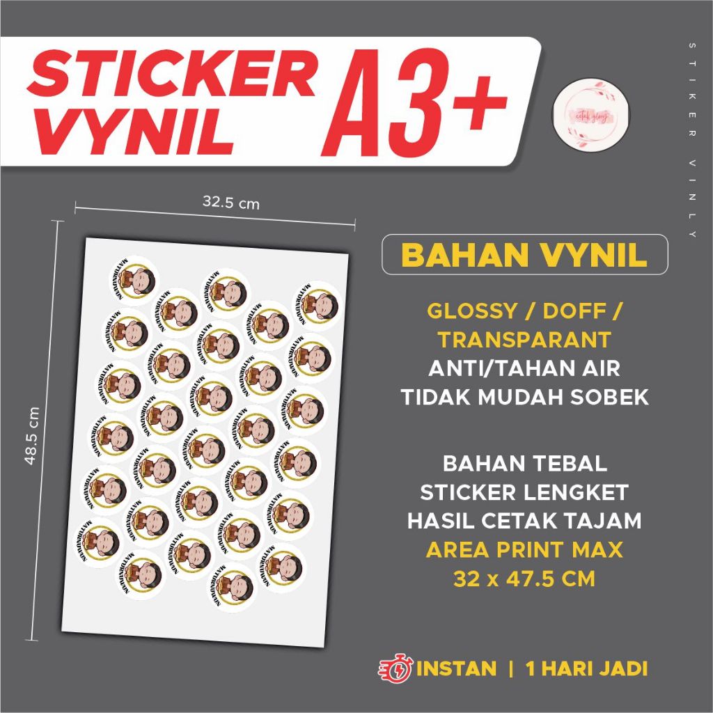 

Print Cetak Label Stiker Vinyl A3+ (PRINT ONLY) Label Makanan / Label Kemasan / Print Stiker