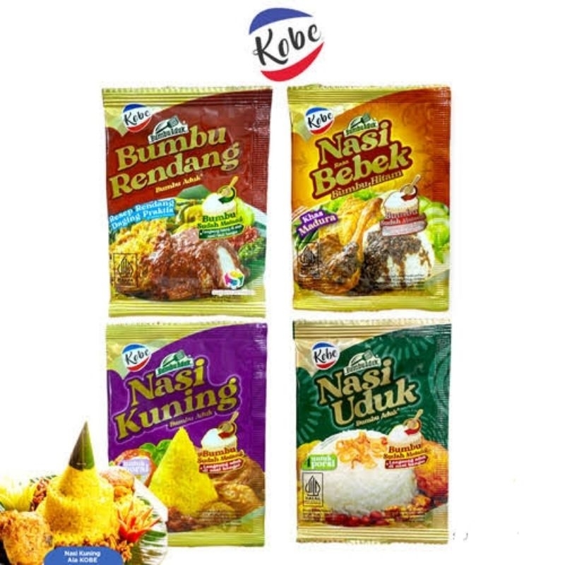 

Kobe Bumbu Aduk Nasi Kuning / Nasi Uduk / Nasi Bebek / Bumbu Rendang 10 Sachet