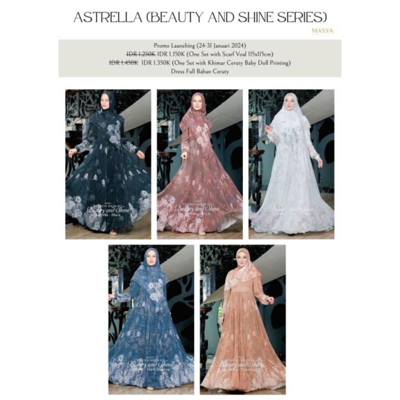 [MADENIA SYARI_MASYA] GAMIS SYARI TERBARU / DRESS SET PRINTING " ASTRELLA SET " BY MASYA