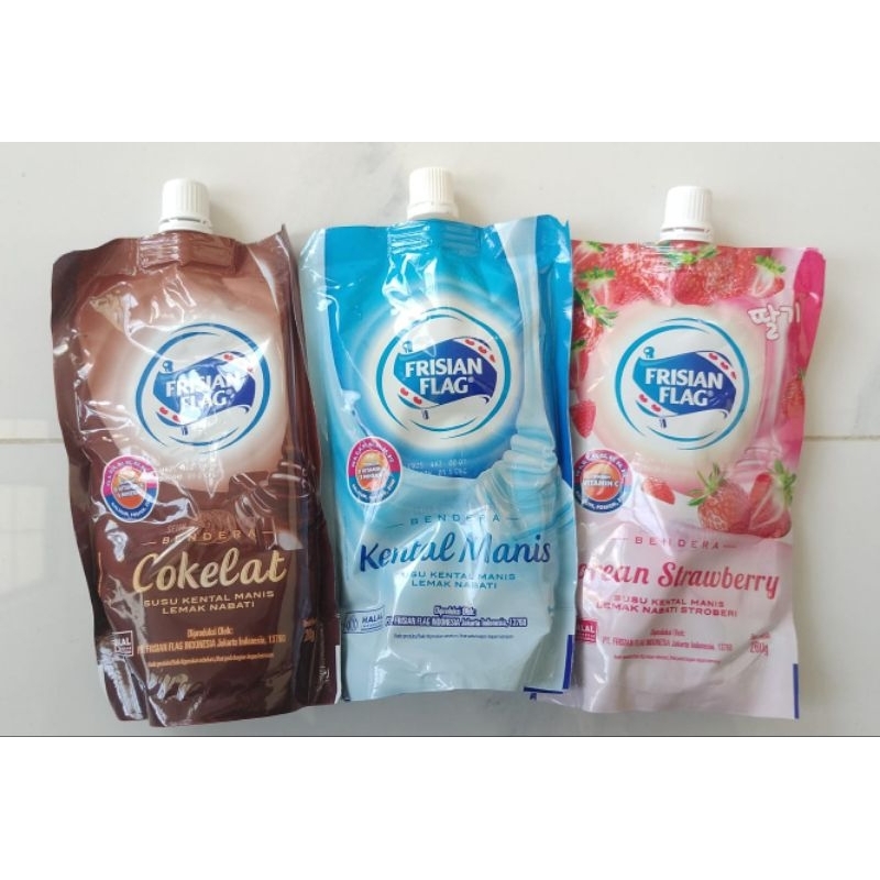

3 pcs susu kental manis Frisian flag | susu bendera | susu putih | susu stroberi| susu coklat
