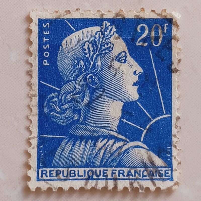 

(AA) Perangko Perancis 1957 Liberty - Marianne de Muller - Type I 20 franc Used