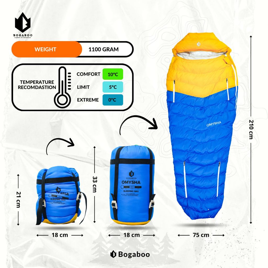 BOGABOO Sleeping Bag Thermal Omny ECODOWN FP 600+ Seri OMYSHA - sleeping bag thermal Bivvy - sleepin