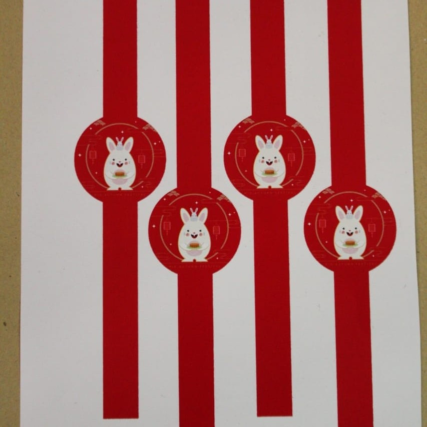 

4 pcs seal stiker mooncake 100gr warna merah rabbit mid autumn festival