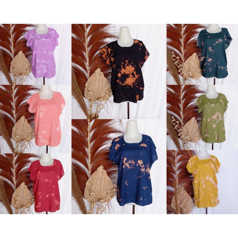 FANSTORE_PKU / COD / LD 110cm / Kaos Atasan / Blus / Top Tie Dye / Rayon / Polos / Adem / Dingin / S