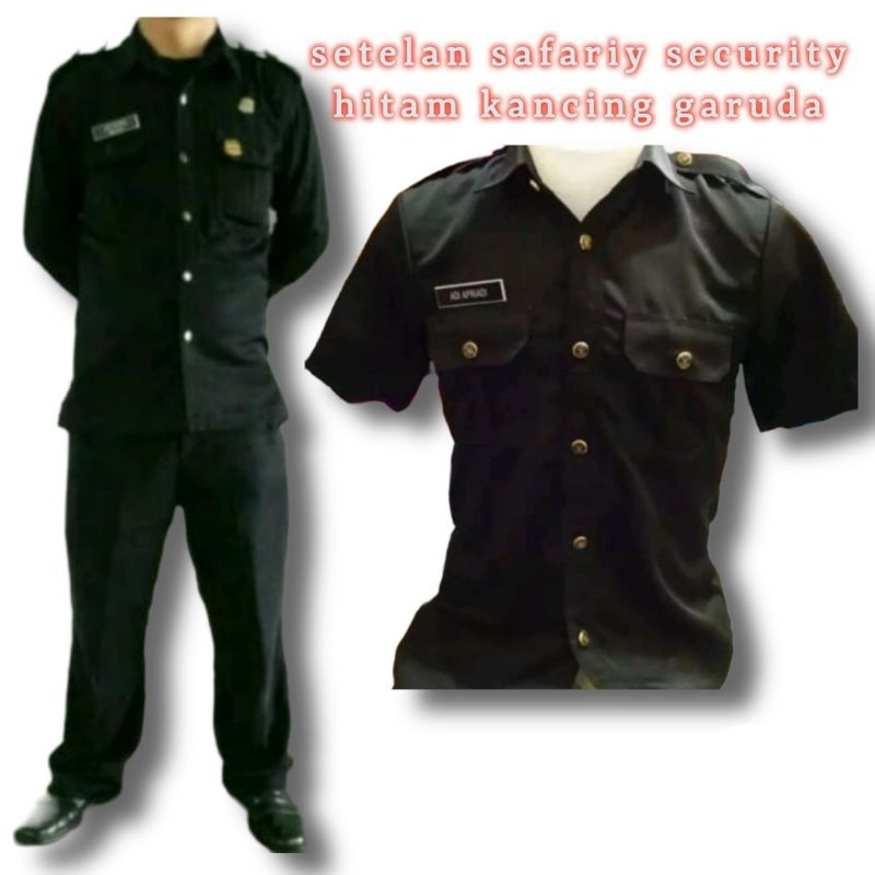 Seragam Safariy hitam Setelan Satpam