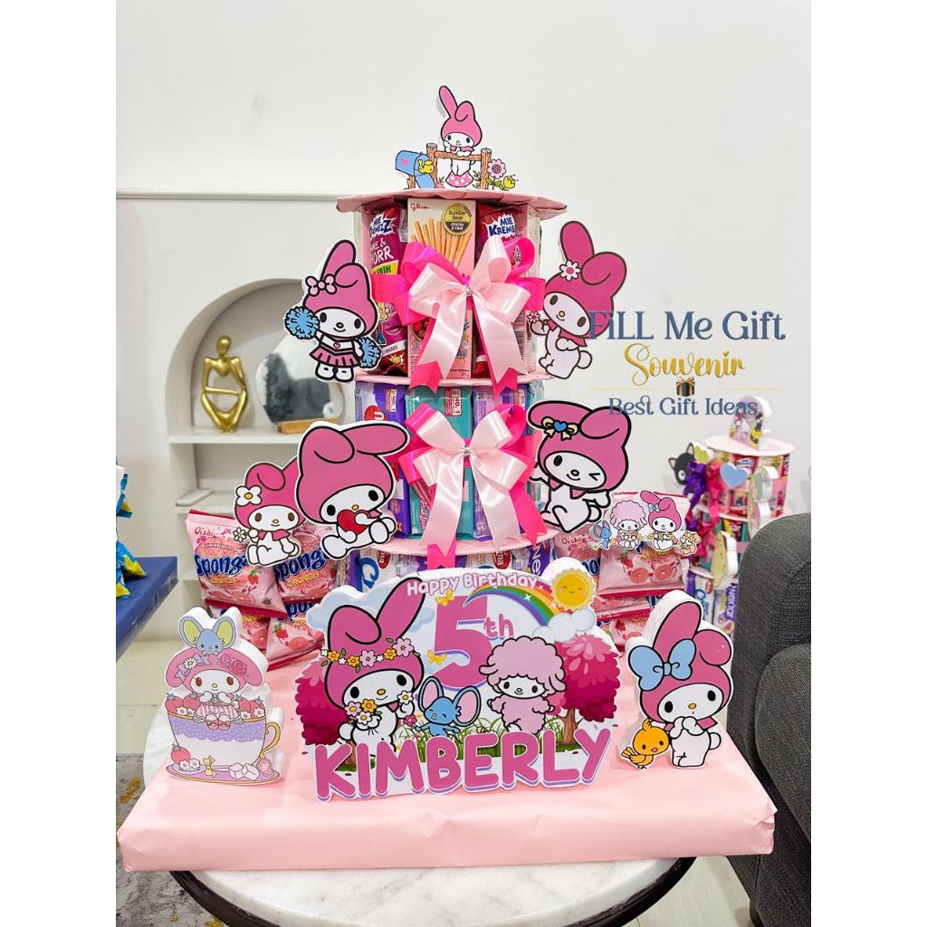 Snack Tower Tema My Melody / Kado Ulang Tahun / Tart Snack 3 Tingkat