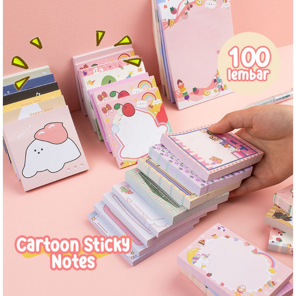 

Yoibeauty - Notes Memo Cartoon Sticky Notes Label Pesan Tempel isi 100 Lembar