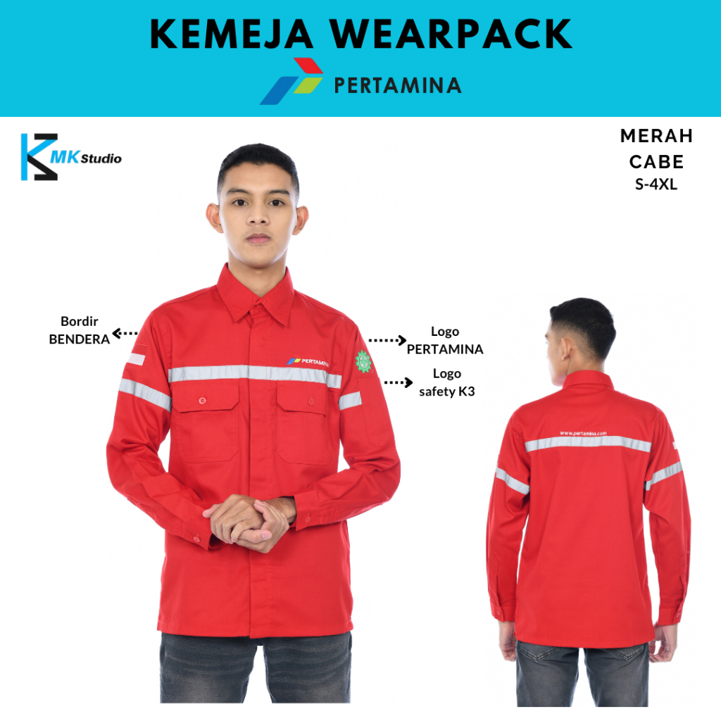 Baju SPBU Pertamina/Baju Pertamina Kemeja/Baju Safety Lengan Panjang/Seragam SPBU/Seragam Pertamina