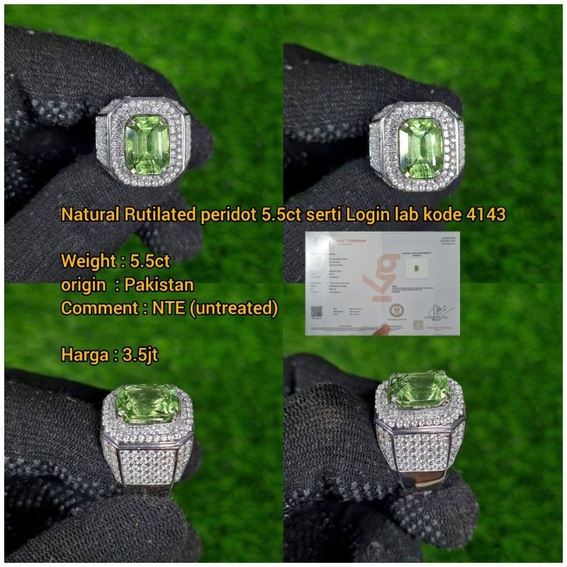 Natural Rutilated peridot 5.5ct serti Login kode 4143