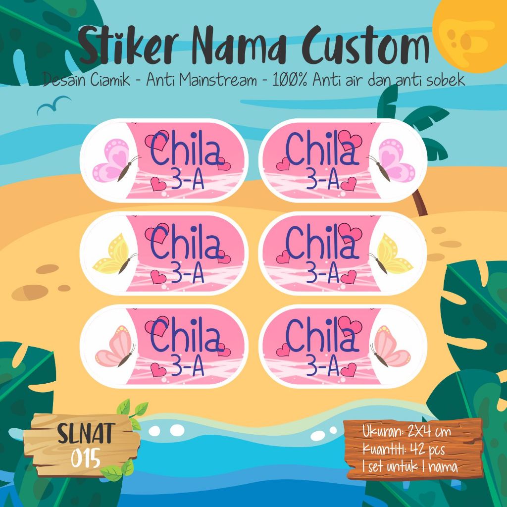 

Infinity Label Stiker Nama Anak Tas Sepatu Buku Sekolah Baju Botol SLNAT-015 Desain Anti Mainstream 2x4cm Waterproof 42pcs