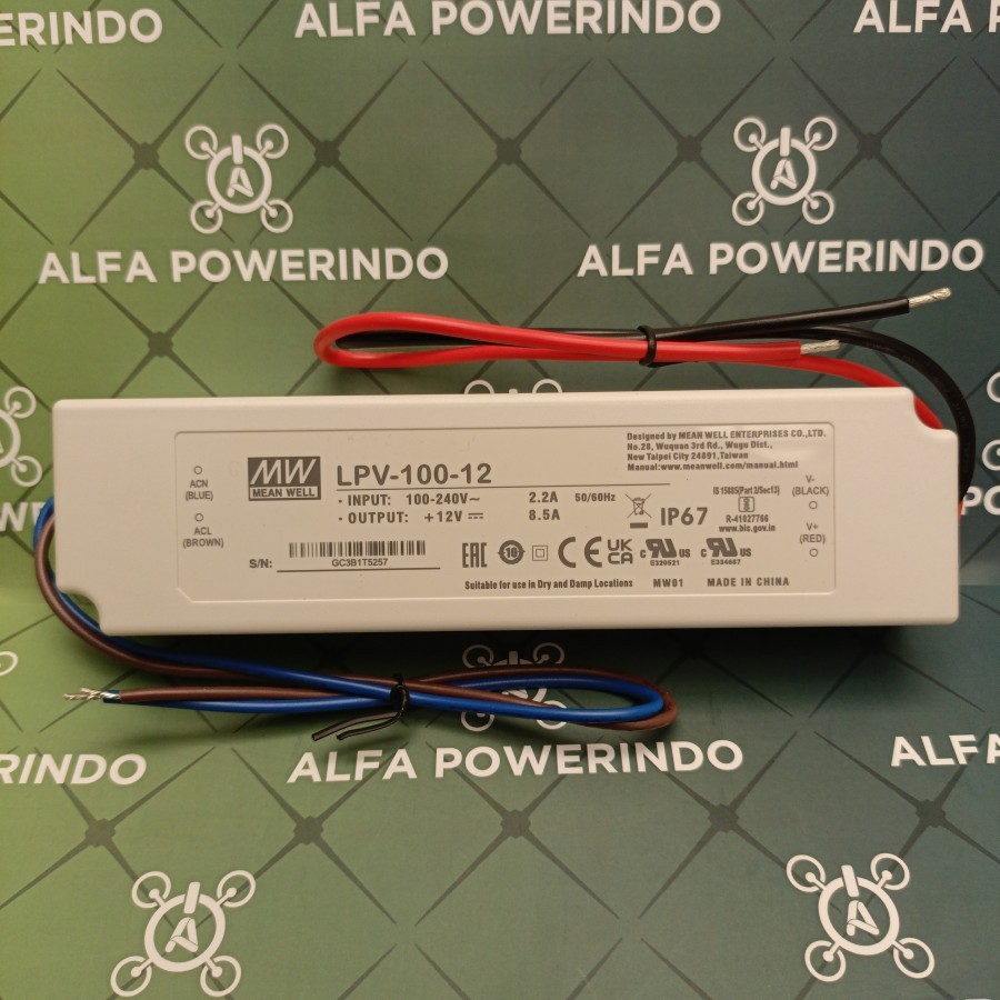 Power Supply MeanWell LPV-100-12 12V 8.3A Mean well Led Driver