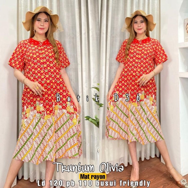 Daster harian rayon halus motif batik parang truntum murah pastel soft lucu hamil super premium kece