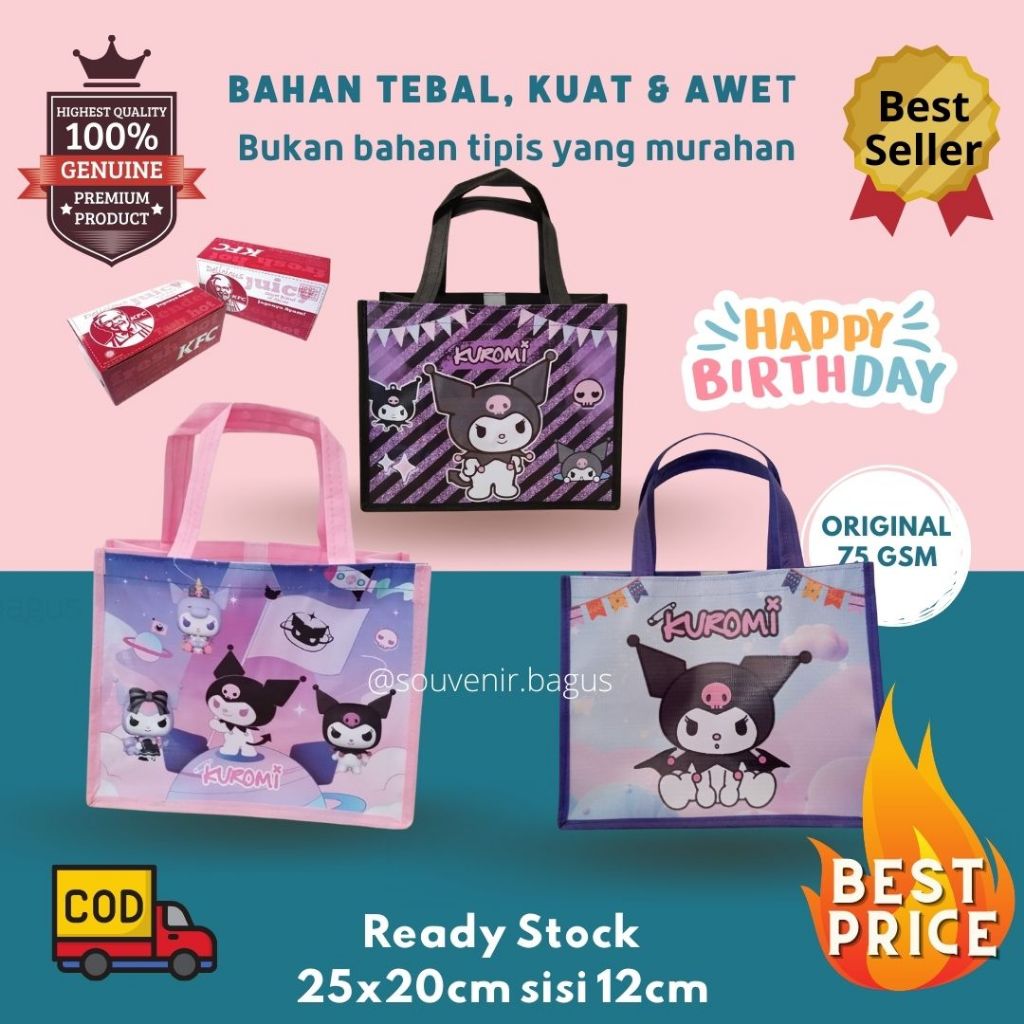 

Tas ultah kuromi souvenir ulang tahun hampers kuromi pompompurin hello kitty cinnamoroll sanrio