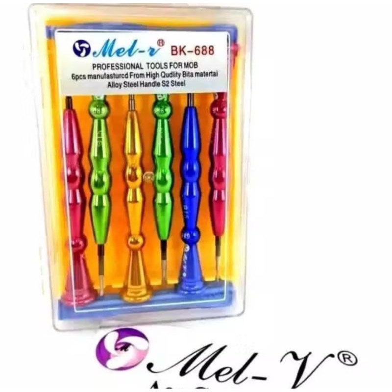 Obeng Set Mel-v BK 688/Obeng Set Lengkap T5/T6/ -Min/+Plus/Bintang*