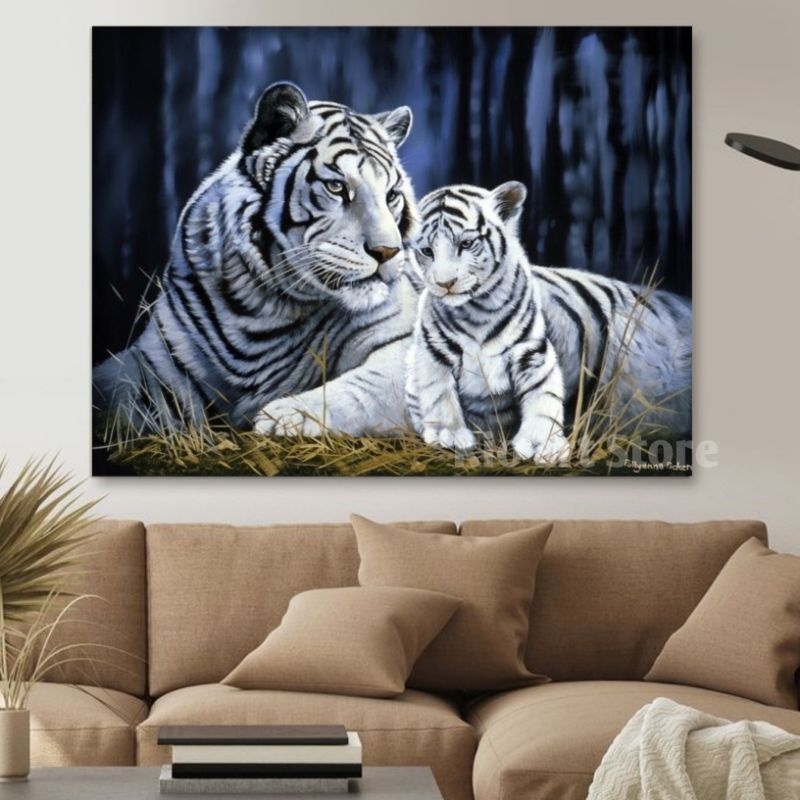 Hiasan dinding poster macan putih untuk walldecor atau dekorasi dinding