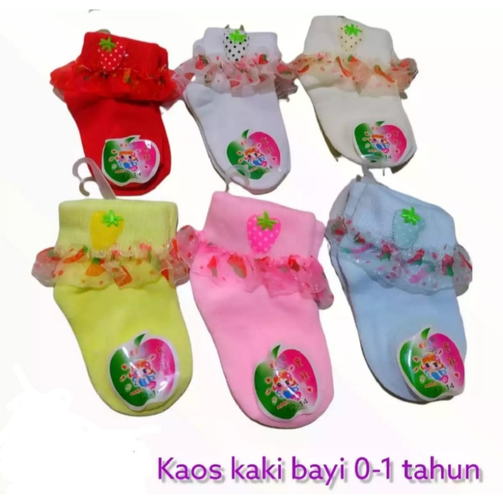 6 Pasang Kaus Kaki Bayi Perempuan Model Renda 0 Bulan -12 Bulan / Kaos Kaki Bayi Perempuan