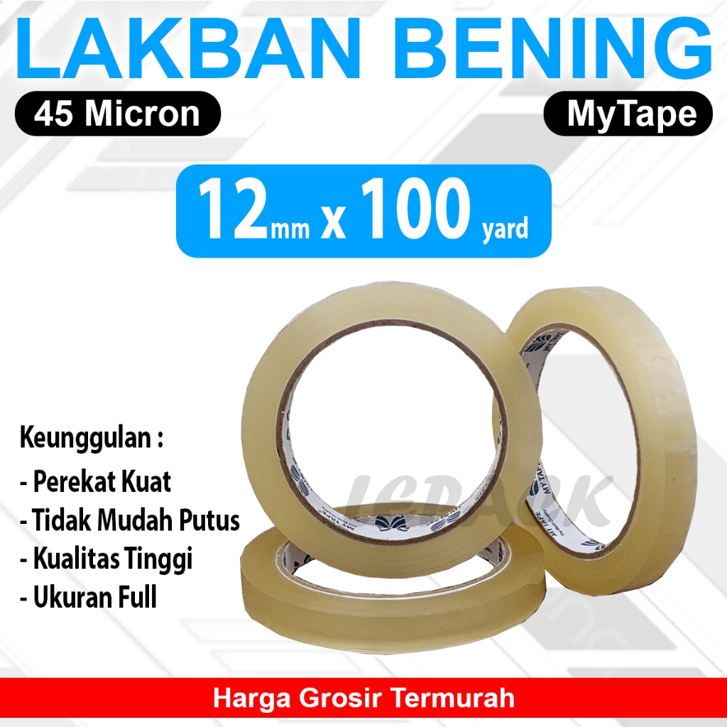 

Selotip Bening 1/2 inch 12mm x 100 yard 45 MICRON TEBAL+ LENGKET+ KUAT+ (PCS)