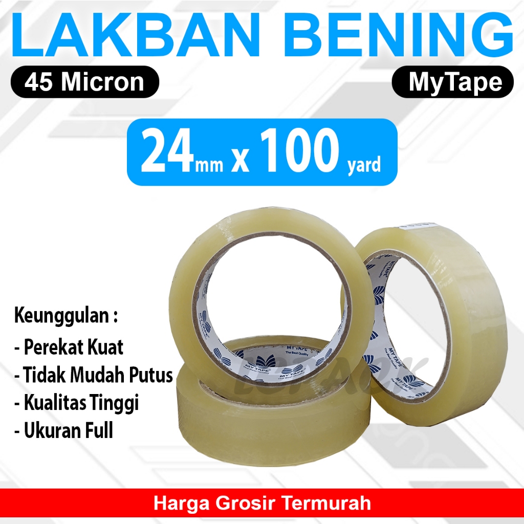 

Selotip Bening 1 inch 24mm x 100 yard 45 MICRON TEBAL+ LENGKET+