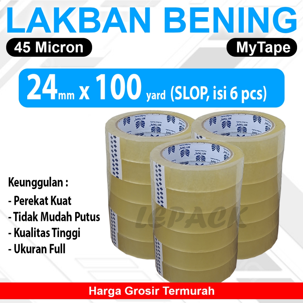 

Selotip Bening 1 inch 24mm x 100 yard 45 MICRON TEBAL+ KUAT+ LENGKET+ (SLOP ISI 6)