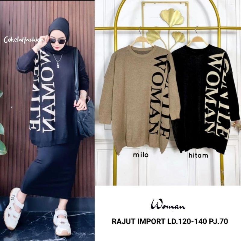 ATASAN BLOUSE RAJUT JUMBO/WOMAN/BLOUSE SWEATER WANITA RAJUT IMPORT JUMBO LD 140 CM FIT XXXXL