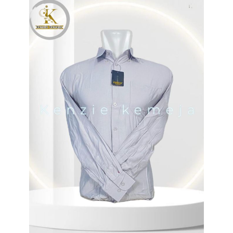 Kemeja Fusco/kemeja pria polos lengan panjang/kemeja silver/kemeja kantor