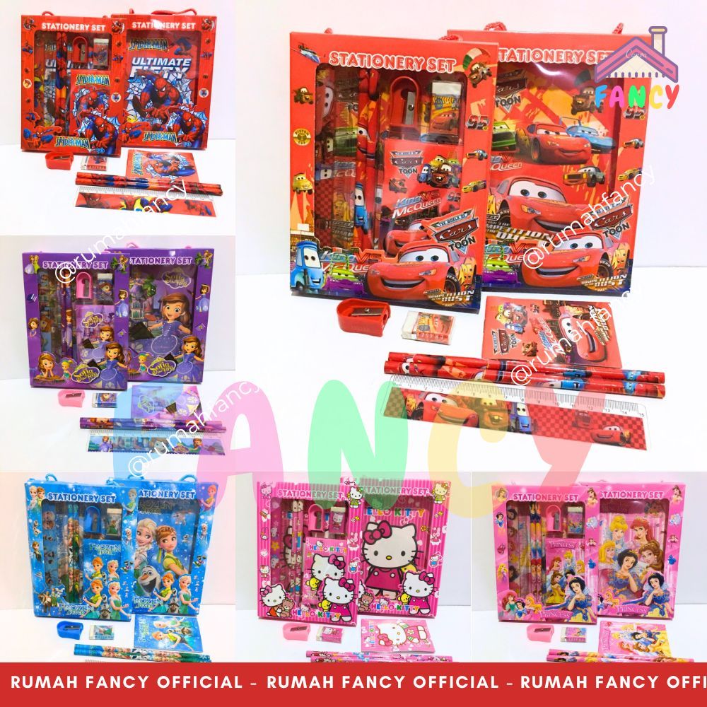 

Paket Alat Tulis / Study Set FANCY Dus Mika 608 Heroes Spider/ Car / Princess / Kitty / Unicorn