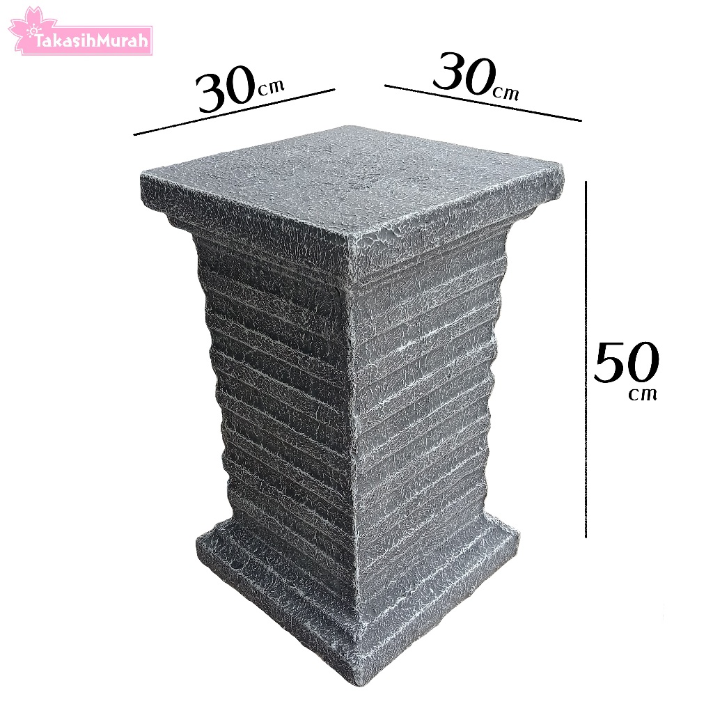 Pilar Kotak Persegi Minimalis kaki Pot bunga - Tinggi 50 cm, Lebar 30 cm, Panjang 30 cm -