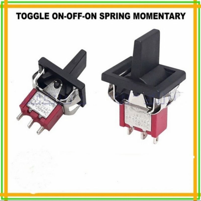 Saklar Toggle 3 Pin Mini On-Off-On Spring - Momentary