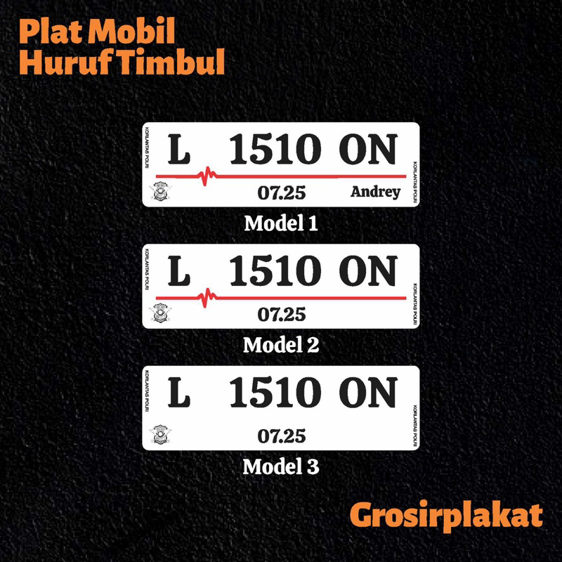 Plat Nomor Mobil Putih / Plat Nomor Mobil Variasi Akrilik / Plat Nomor Mobil Font Baru  / Plat Nomor