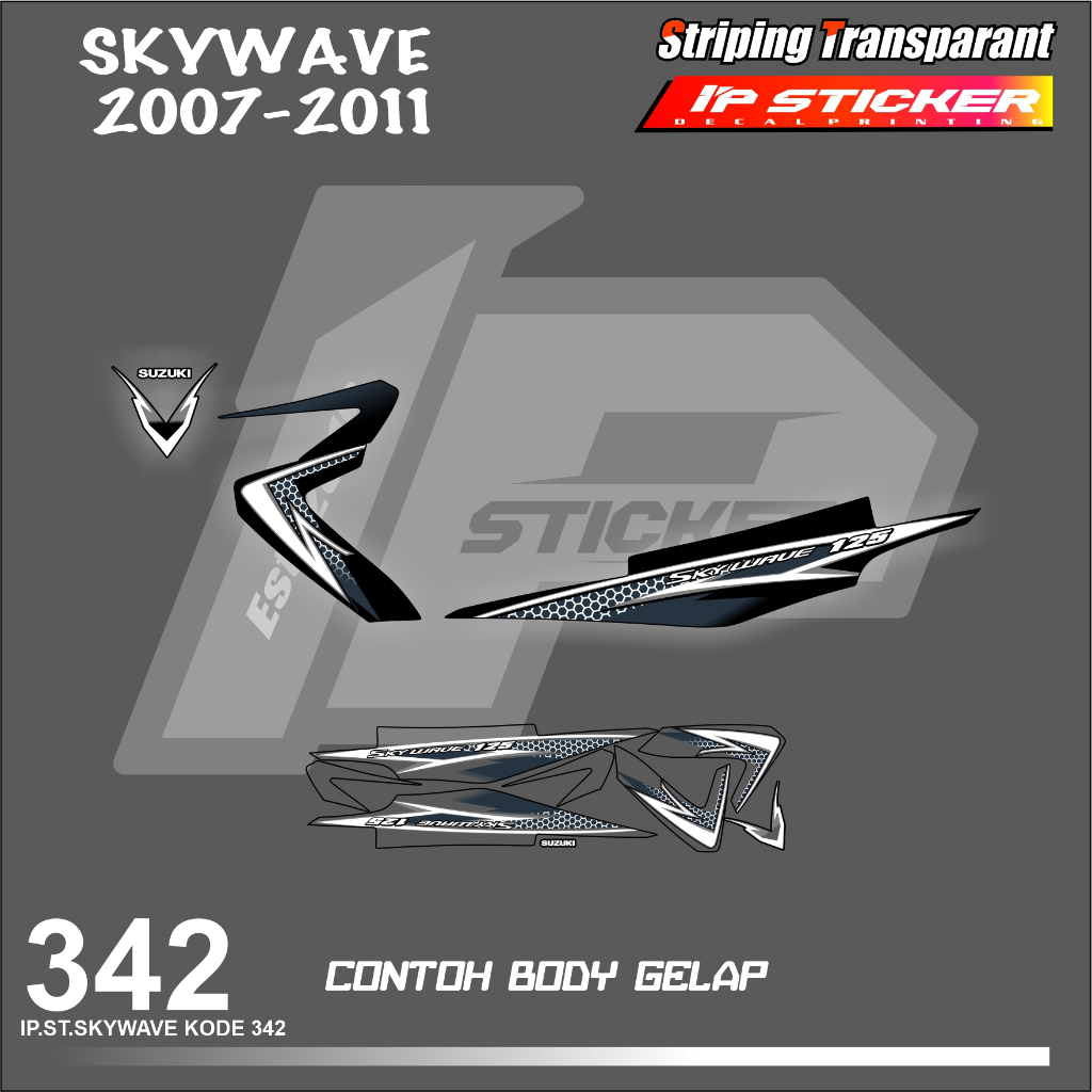 SKYWAVE 2007-2011 (COD) STIKER STRIPING MOTOR SUZUKI SKYWAVE HOLOGRAM DAN TRANSPARAN