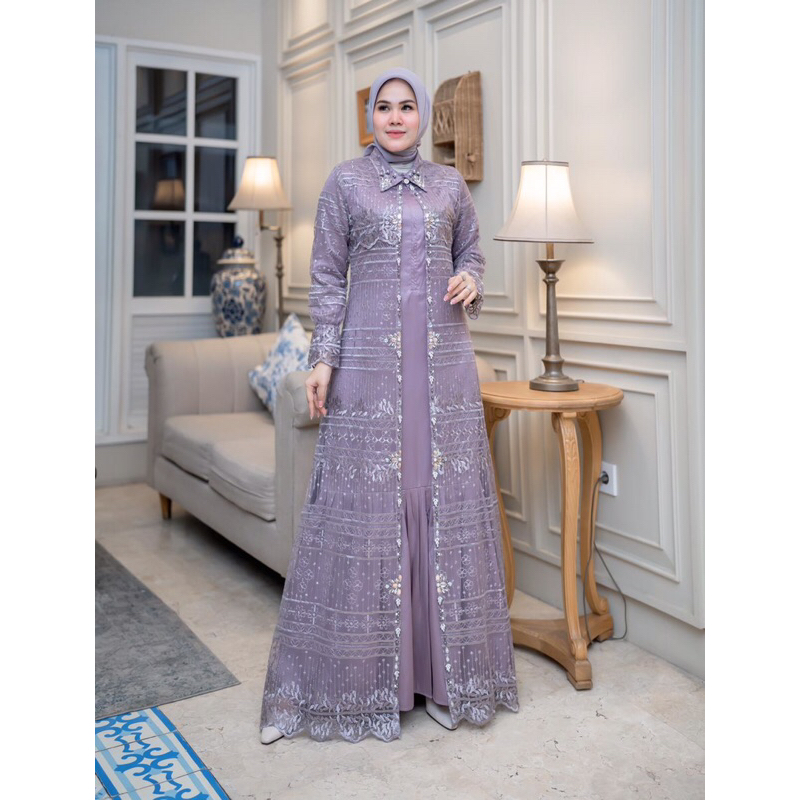 Gamis Outher/Gamis Outher lepas pasang/Gamis kebaya full payet/gamis lebaran/terbaru 2024/Gaun mewah