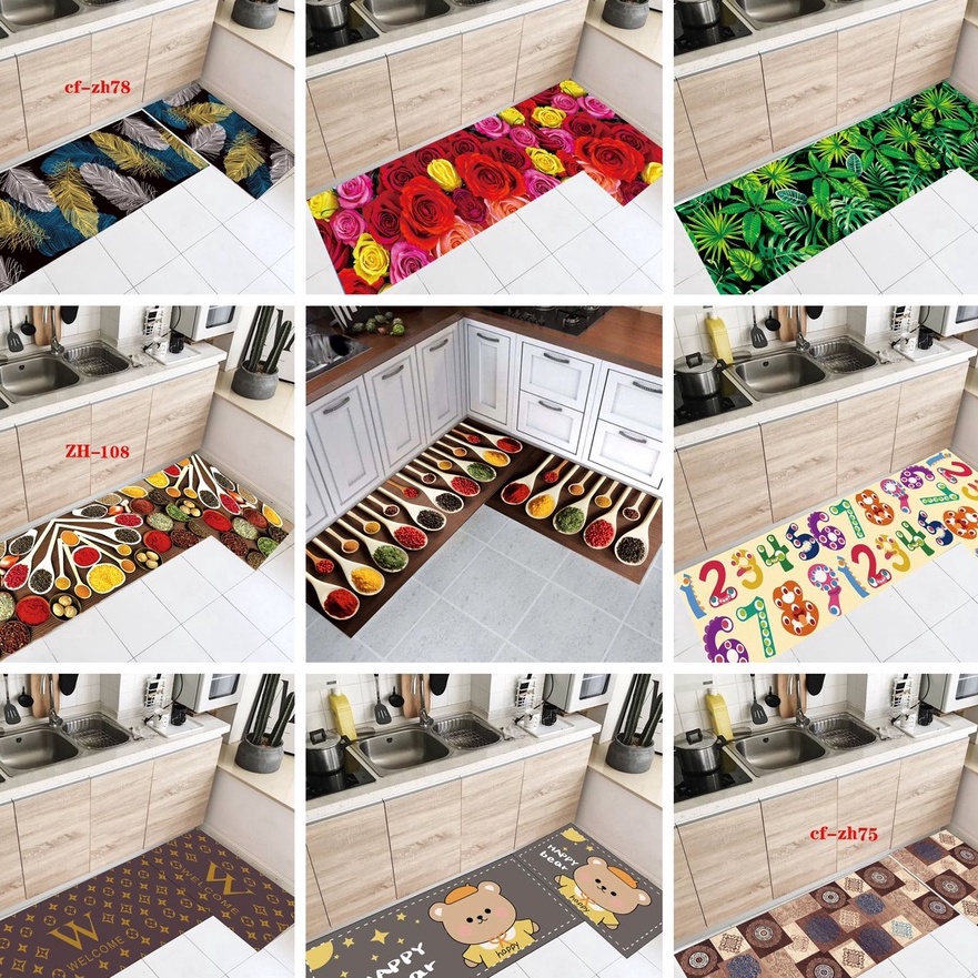 Grosir KESET KAKI 2 in 1 ANTI SLIP MOTIF  KESEK DAPUR  KITCHEN MAT 3