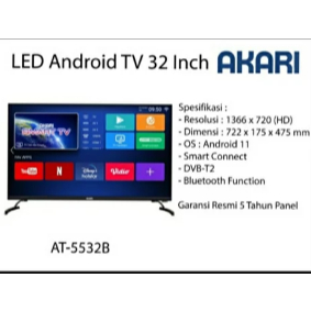LED TV AKARI AT-5532B Android Smart TV 32 Inch With Bluetooth