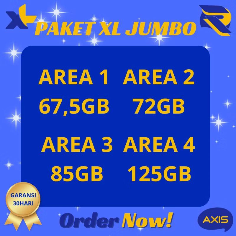 PAKET DATA XL & AXIS 64GB - 125 GB KONDISIONAL AREA 24 JAM FULL
