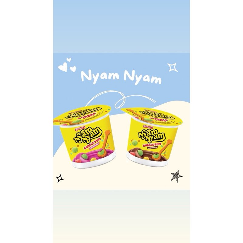 

NYAM NYAM BUBBLE PUFF CHOCOLATE STRAWBERRY ISI 12pcs HARGA PERBOX