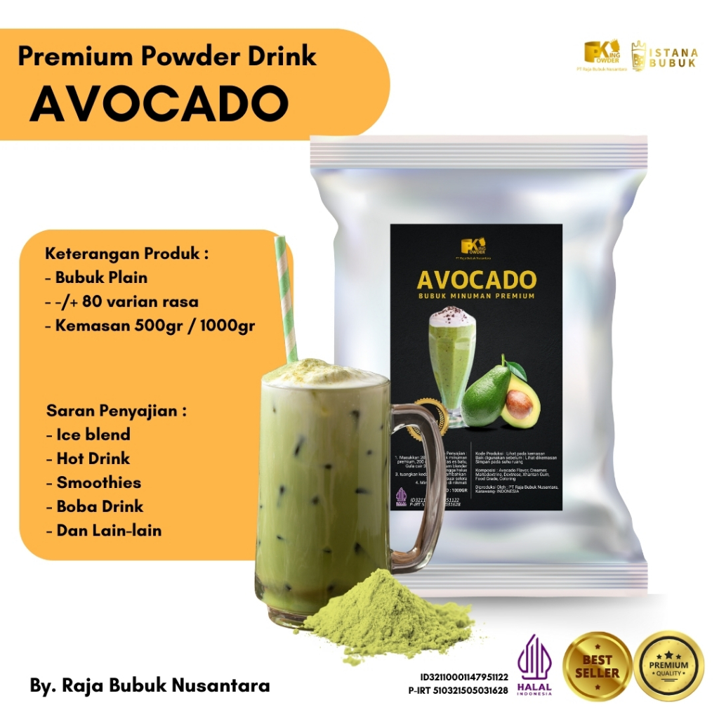 

Bubuk Alpukat Premium, Avocado Powder Premium 1Kg, Bubuk Minuman Premium Rasa Alpukat 1Kg