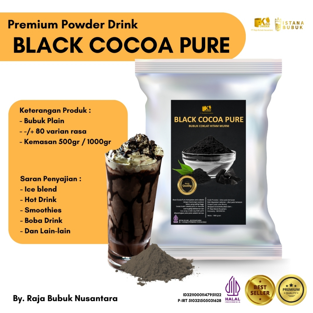 

Cokelat murni hitam pekat 1 kg BT Cocoa pure black, coklat bubuk